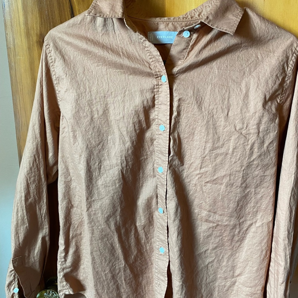 Everlane Tawny Brown Silky Cotton Button Down